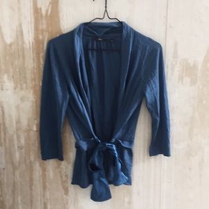 Silk sweater with peplum and satin tie